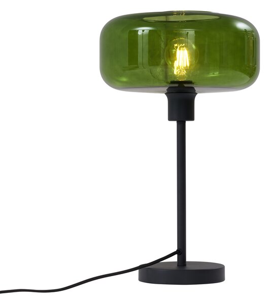 Retro stolní lampa černá se zeleným sklem - Bizle