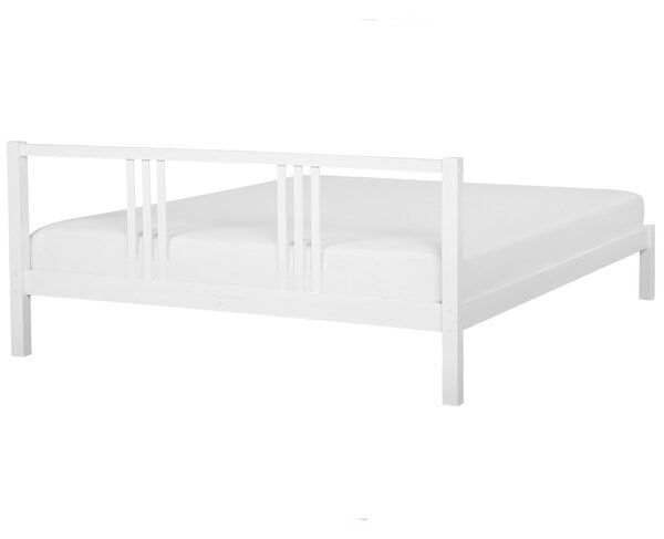 Postel Borovicové dřevo VANNES 180 x 200 cm Bílá