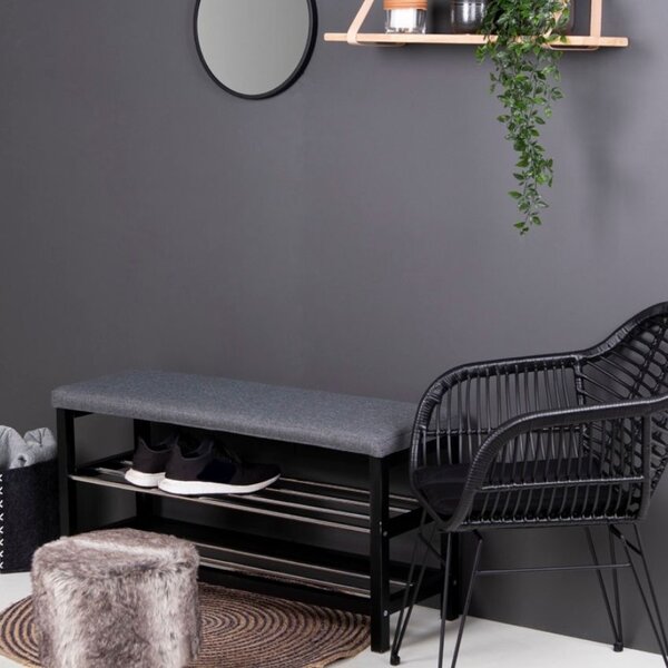 Nordic Living Černá kovová lavice Fintan 100 cm