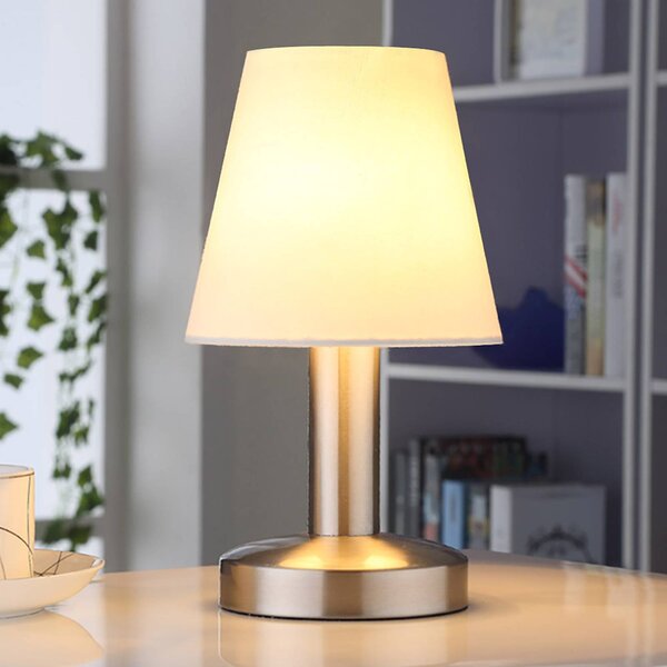 Lindby Noční lampa Hanno bílé textilní stínidlo sada 2 kusů, Bílá / opál, Ložnice, Textil / tkanina / hedvábí, Moderní