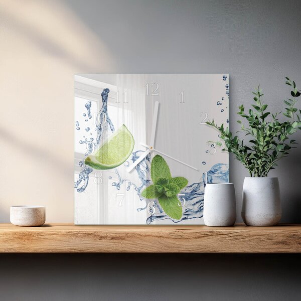 Skleněné hodiny Máta s limetkou zskb-30x30-00087868