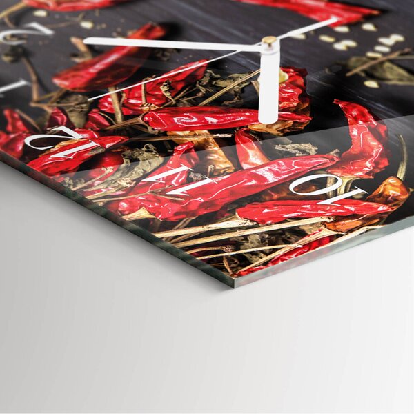 Skleněné hodiny Chilli papričky zskb-30x30-00090347