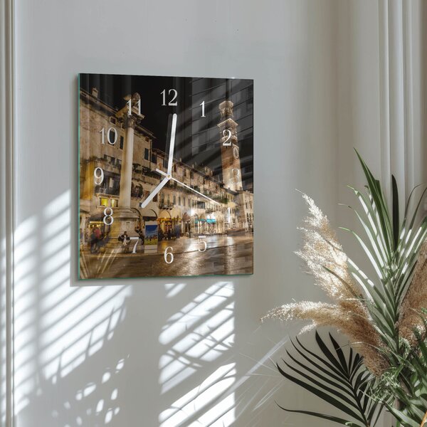 Skleněné hodiny Noc ve městě zskb-30x30-00083285