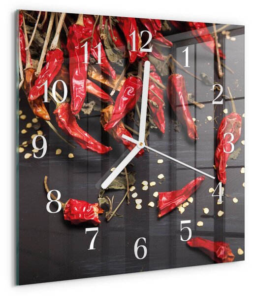 Skleněné hodiny Chilli papričky zskb-30x30-00090347