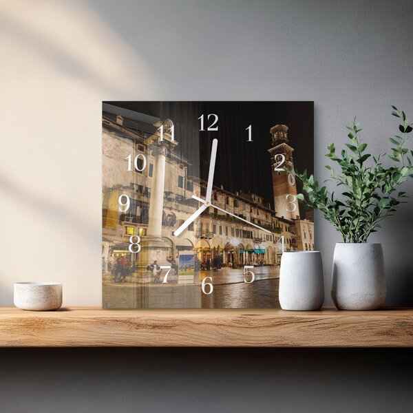 Skleněné hodiny Noc ve městě zskb-30x30-00083285