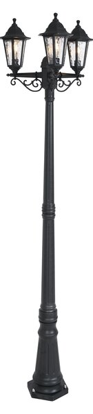 Klasické venkovní sloupkové svítidlo černé 217 cm IP44 - New Haven Hammered