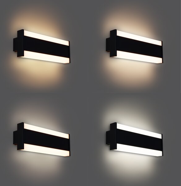 Moderní nástěnné svítidlo černé 30 cm vč. LED CCT IP54 - Vanya
