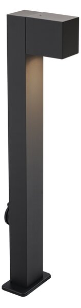 Moderní venkovní stojací lampa černá 65 cm se zásuvkou IP44 - Baleno