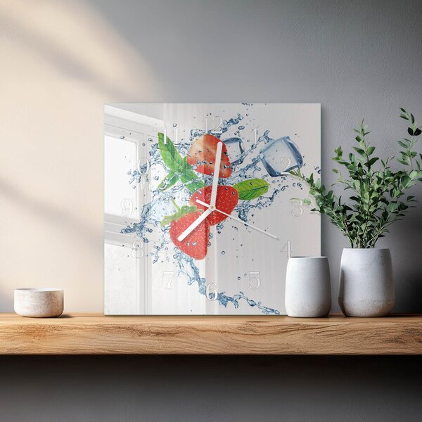 Skleněné hodiny Jahody zskb-30x30-00085106