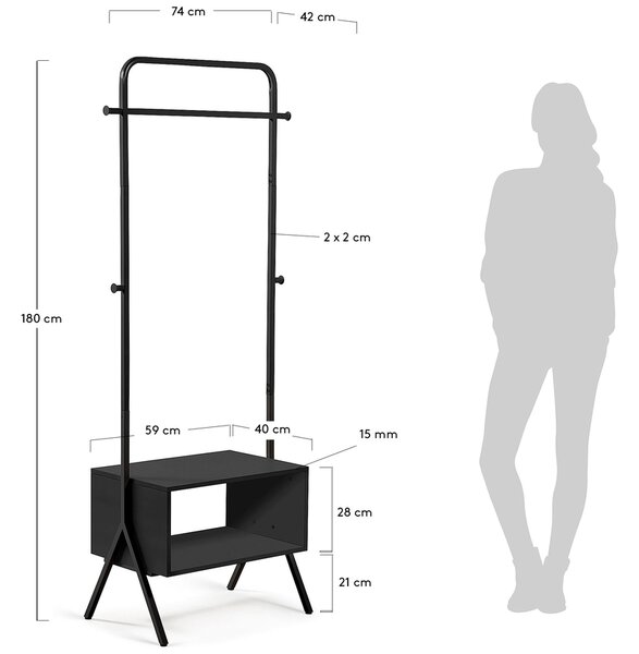 Černý kovový věšák Kave Home Celise 180 x 74 cm