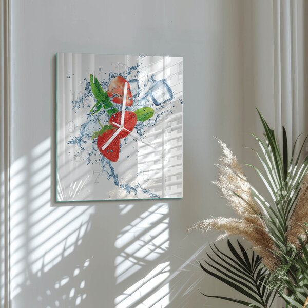 Skleněné hodiny Jahody zskb-30x30-00085106