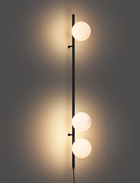 Designová nástěnná lampa černá s matným sklem 3-světla - Vertical