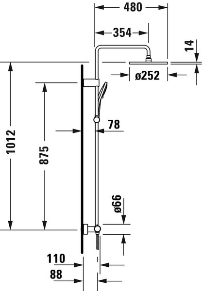 Duravit Shower Systems sprchová sada na stěnu s termostatem chrom TH4282008010