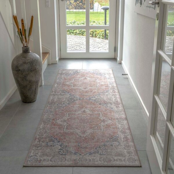 Nordic Living Modro oranžový běhoun Shola 80 x 200 cm s orientálními vzory