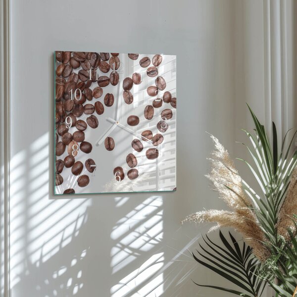 Skleněné hodiny Kávová zrna zskb-30x30-00082477