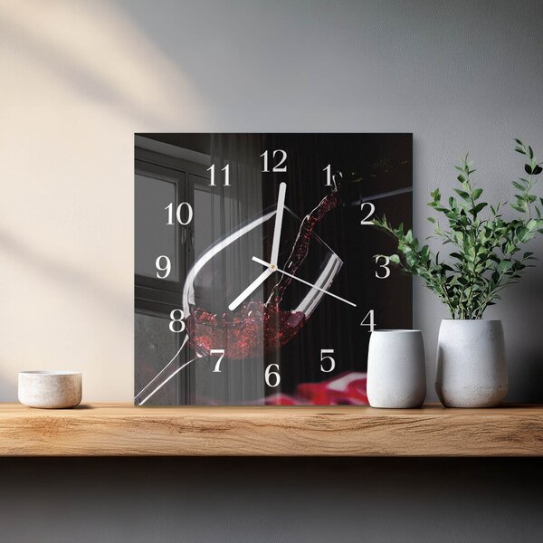 Skleněné hodiny Víno zskb-30x30-00058262