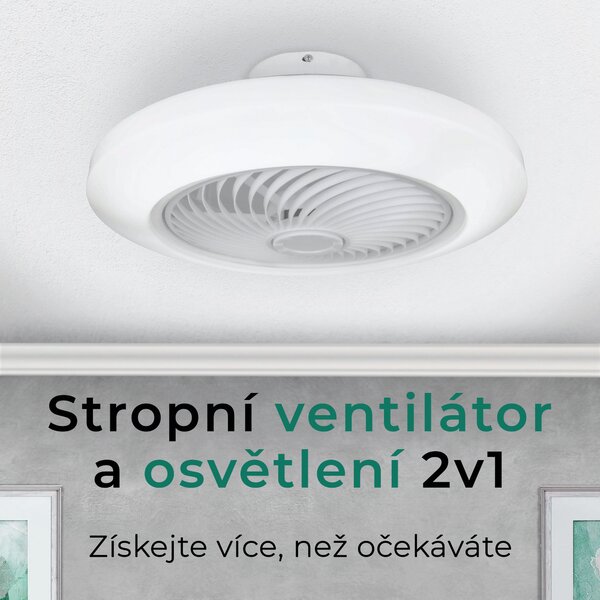 Noaton 12050W (2024) Triton, bílá, stropní ventilátor se světlem