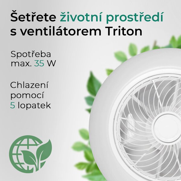 Noaton 12050W (2024) Triton, bílá, stropní ventilátor se světlem