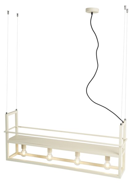 Průmyslové závěsné svítidlo béžové 4-světelné - Cage Rack