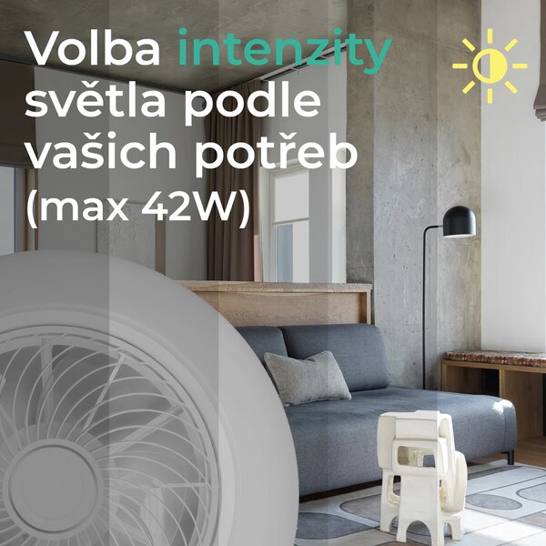 Noaton 12050W (2024) Triton, bílá, stropní ventilátor se světlem