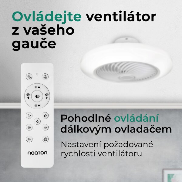 Noaton 12050W (2024) Triton, bílá, stropní ventilátor se světlem
