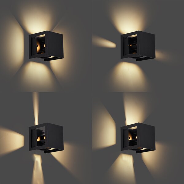 Moderní nástěnné svítidlo černé vč. LED IP44 - Edwin Quadro