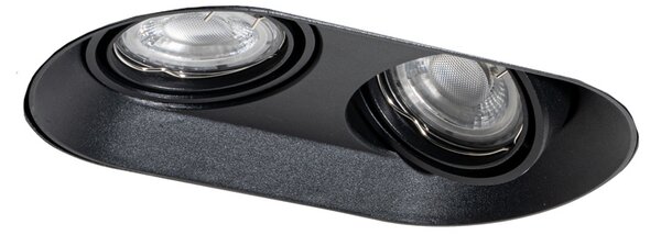 Zakulacené zapuštěné bodové svítidlo černé GU10 50 mm 2-světlo - Hubs