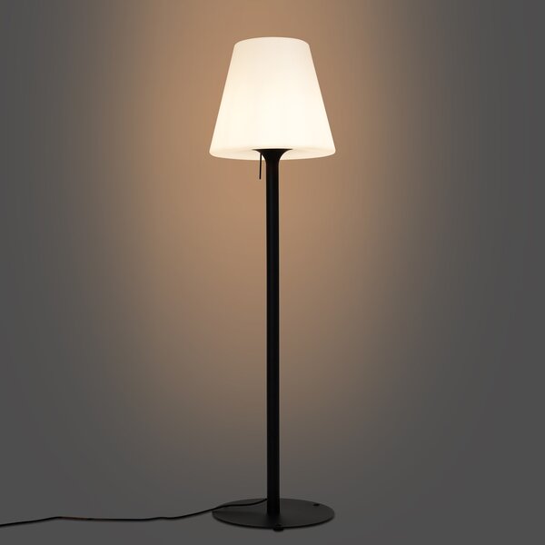 Moderní venkovní stojací lampa černá s bílým stínidlem IP44 - Big Virginia