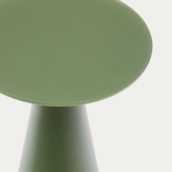 Matně zelený skleněný kulatý odkládací stolek Kave Home Wilshire 35 cm