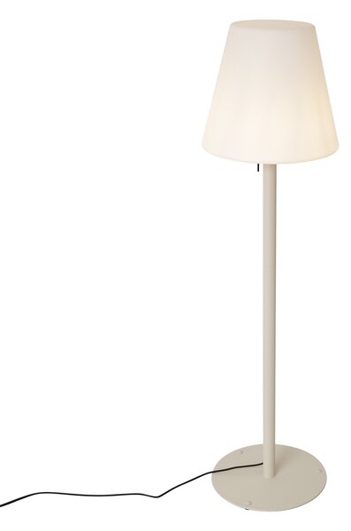 Moderní venkovní stojací lampa béžová s bílým stínidlem IP44 - Big Virginia