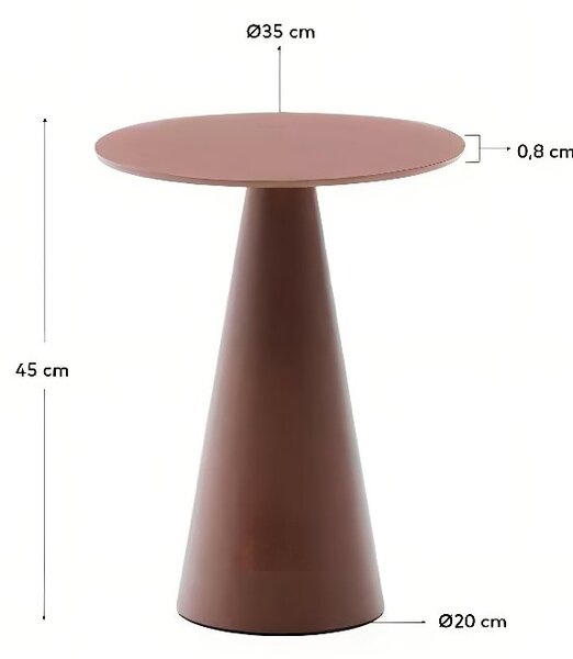 Matně červený skleněný kulatý odkládací stolek Kave Home Wilshire 35 cm