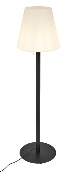 Moderní venkovní stojací lampa černá s bílým stínidlem IP44 - Big Virginia