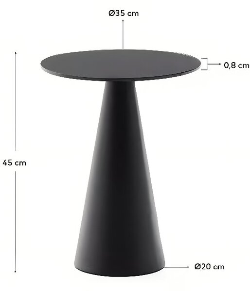 Matně černý skleněný kulatý odkládací stolek Kave Home Wilshire 35 cm