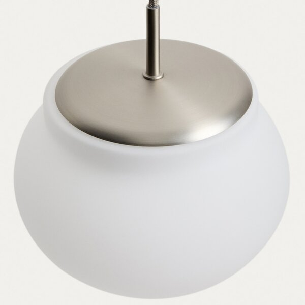 Kave Home Stříbrné kovové závěsné LED světlo Leruna Ø20 cm