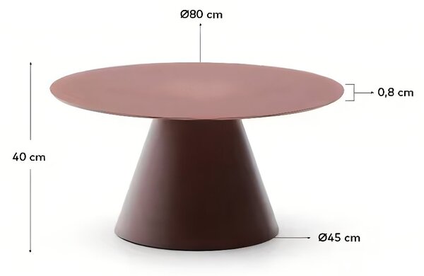 Matně červený skleněný kulatý konferenční stolek Kave Home Wilshire 80 cm