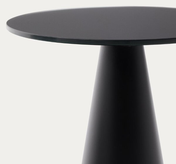 Matně černý skleněný kulatý odkládací stolek Kave Home Wilshire 35 cm