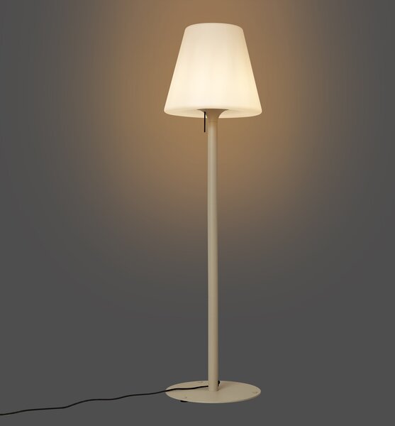 Moderní venkovní stojací lampa béžová s bílým stínidlem IP44 - Big Virginia