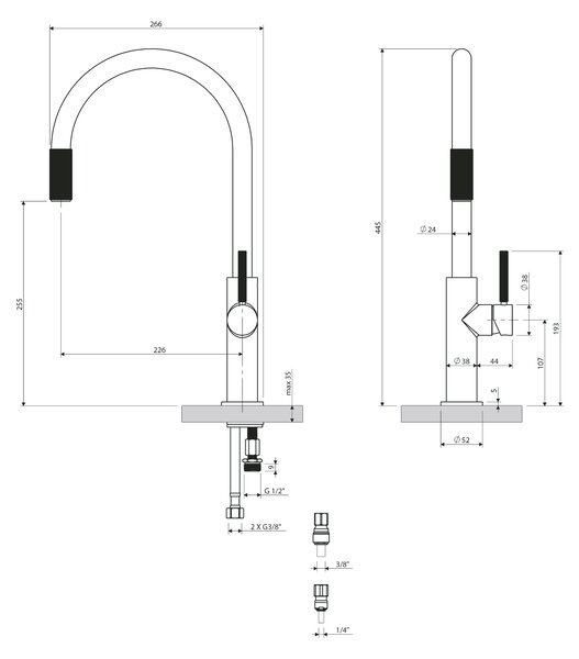 Omnires Switch baterie pro vodní filtr stojící grafitová/šedá SW9057GR