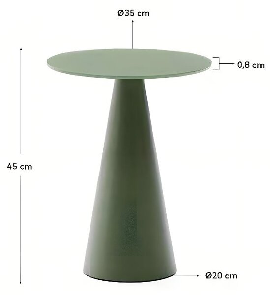 Matně zelený skleněný kulatý odkládací stolek Kave Home Wilshire 35 cm