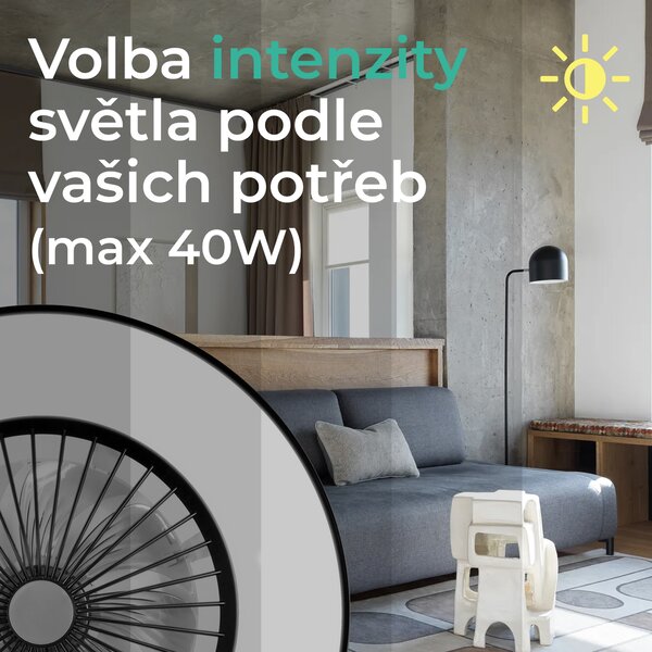 Noaton 11056BR (2024) Vega, černá, stropní ventilátor se světlem