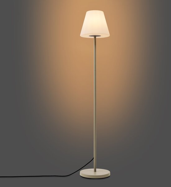 Venkovní stojací lampa béžová s bílým stínidlem IP65 - Virginia
