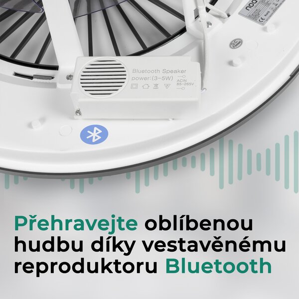 Noaton 11056BR (2024) Vega, černá, stropní ventilátor se světlem