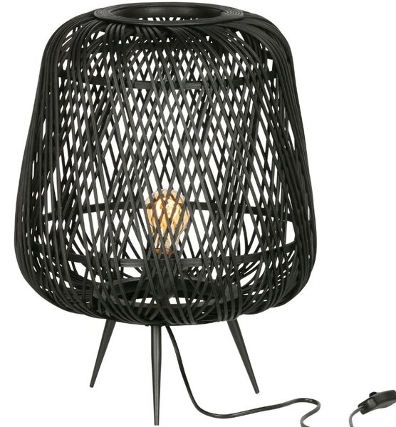Hoorns Černá bambusová stolní lampa Bamboo 48 cm