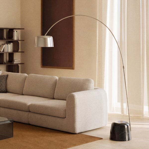 Kave Home Stříbrno - černá stojací lampa Arnolia 196 cm