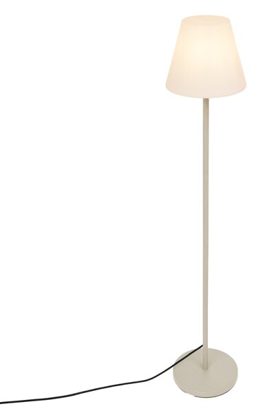 Venkovní stojací lampa béžová s bílým stínidlem IP65 - Virginia