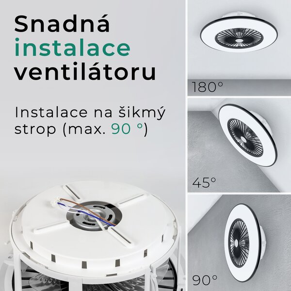 Noaton 11056BR (2024) Vega, černá, stropní ventilátor se světlem