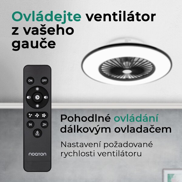 Noaton 11056BR (2024) Vega, černá, stropní ventilátor se světlem
