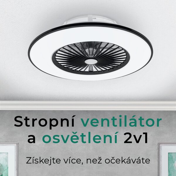 Noaton 11056BR (2024) Vega, černá, stropní ventilátor se světlem