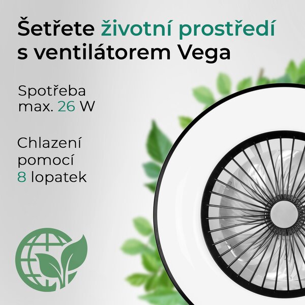 Noaton 11056BR (2024) Vega, černá, stropní ventilátor se světlem