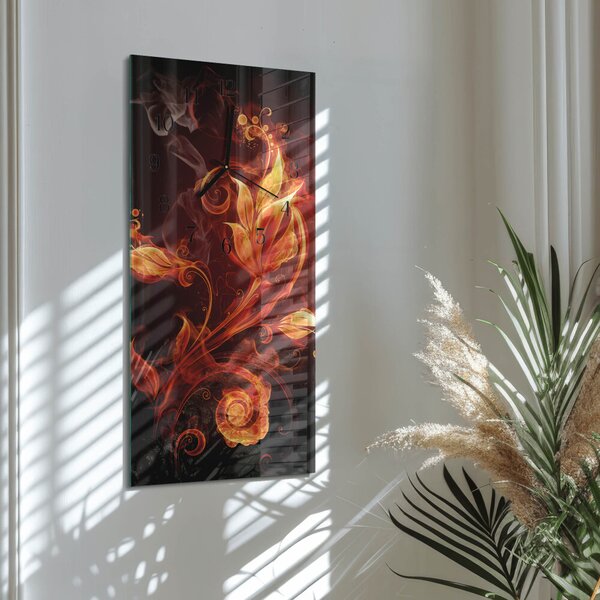 Skleněné hodiny vertikální Ohnivý květ zsppc-30x60-00171128